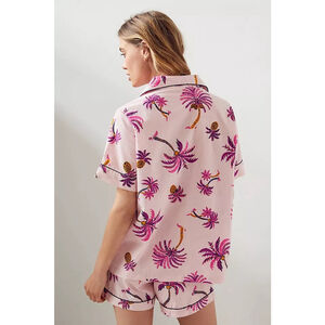 Print Fresh Anthropologie Palm Tree Pineapple Pajamas Shirt Shorts Size Small